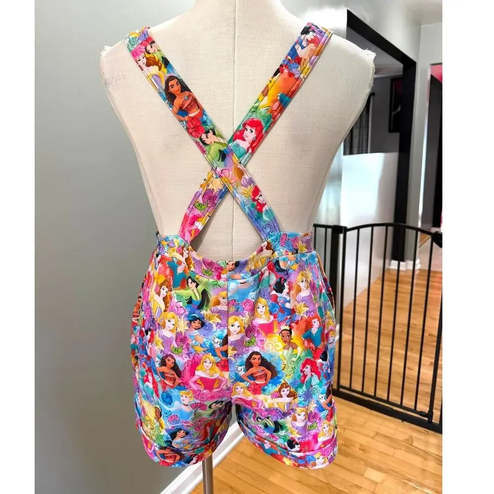 BlackMilk x Disney Princess All-Over Print Shortalls Overalls Women's Size XL